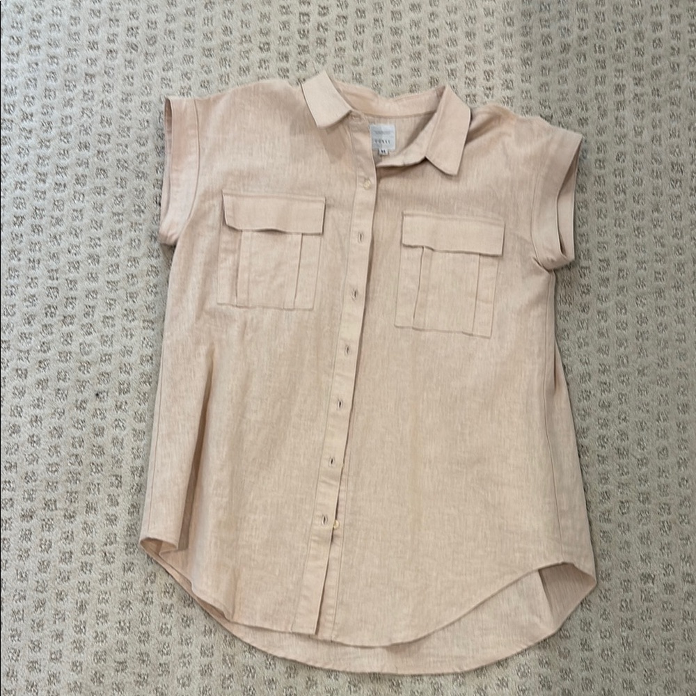 Women's Beige Button Down Shirt